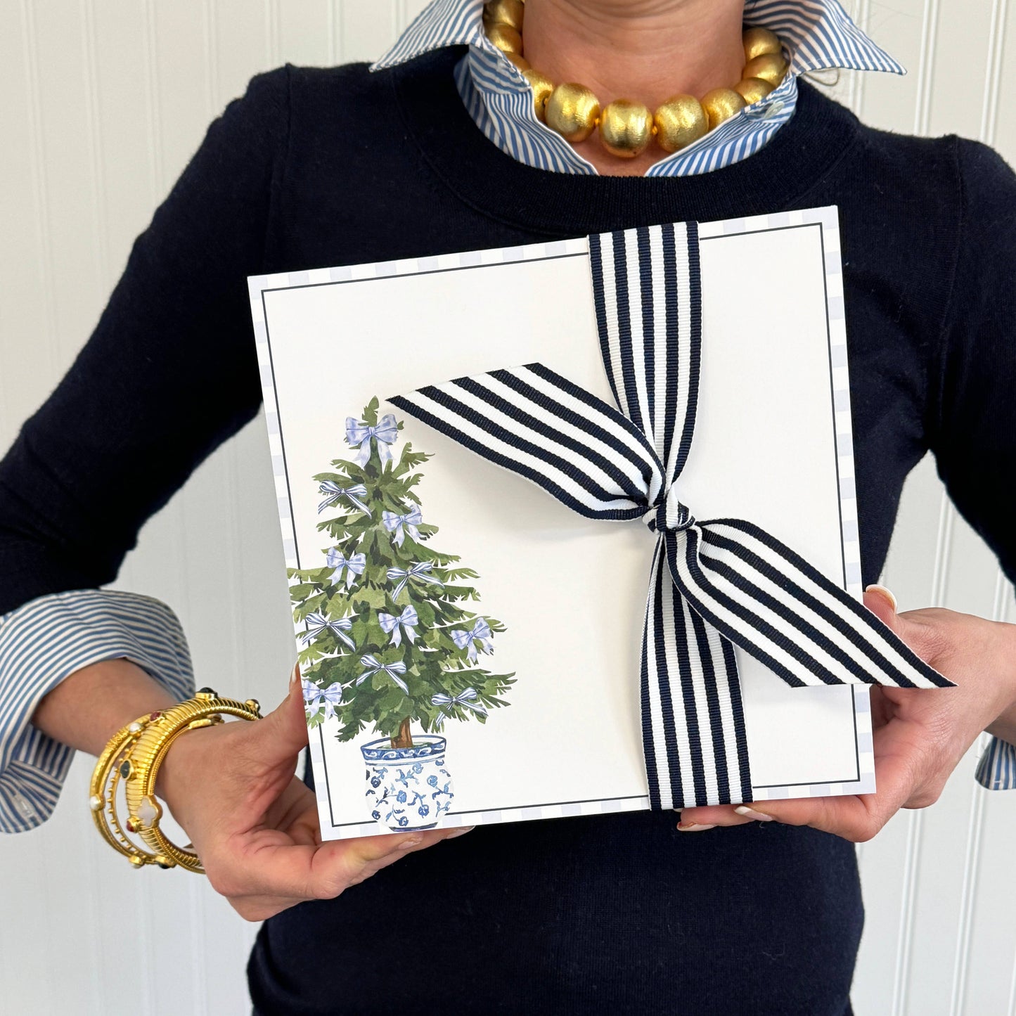 Blue Bows Tree Large Notepad