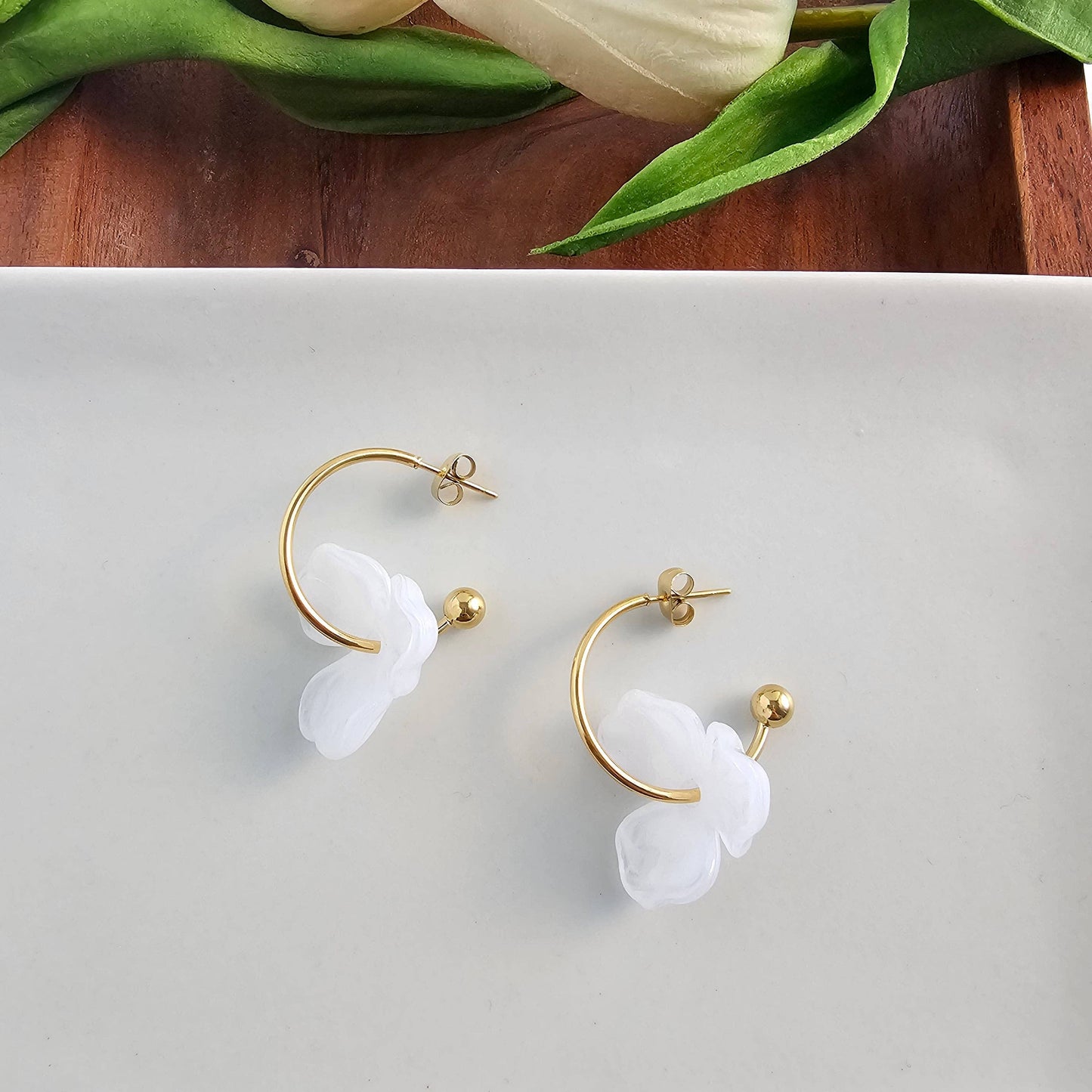 Magnolia Hoops Floral Earrings