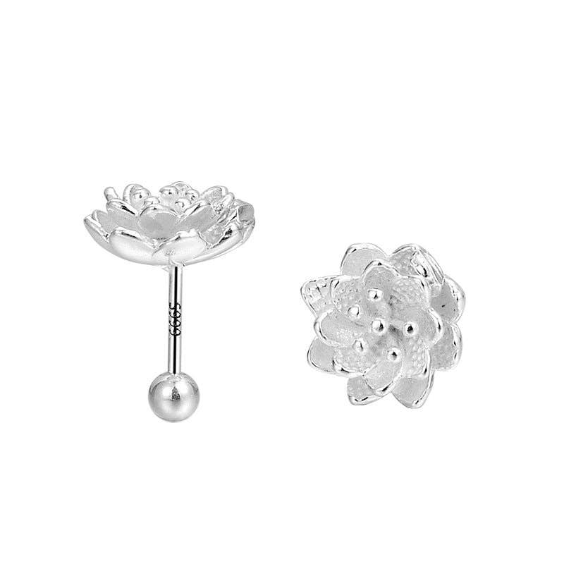 White Lotus Flower Stud Earrings