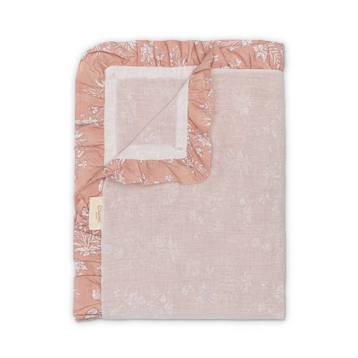 Violet Floral Muslin Baby Blanket with Ruffle Trim