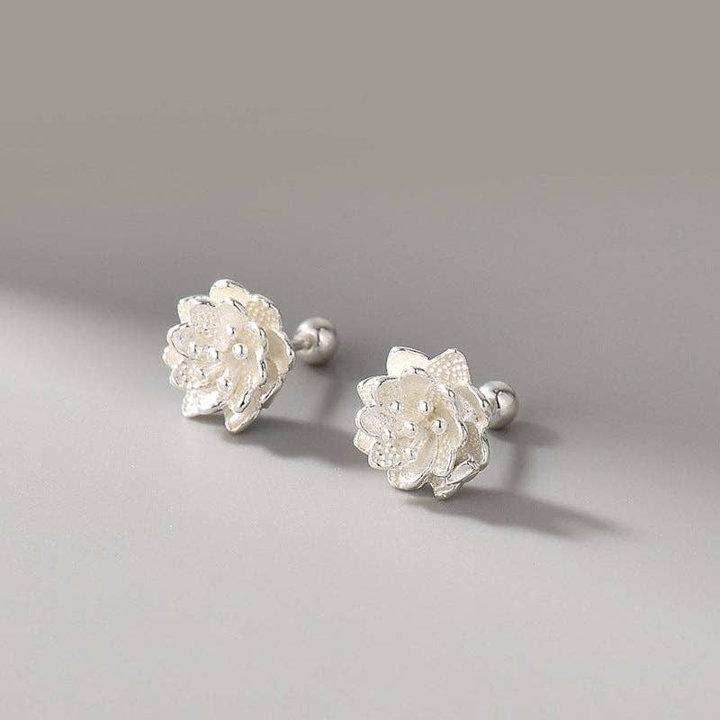 White Lotus Flower Stud Earrings