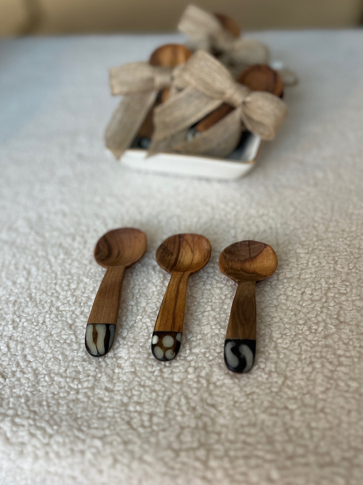 Petite Round Olive Wood Scoop, Set of 3
