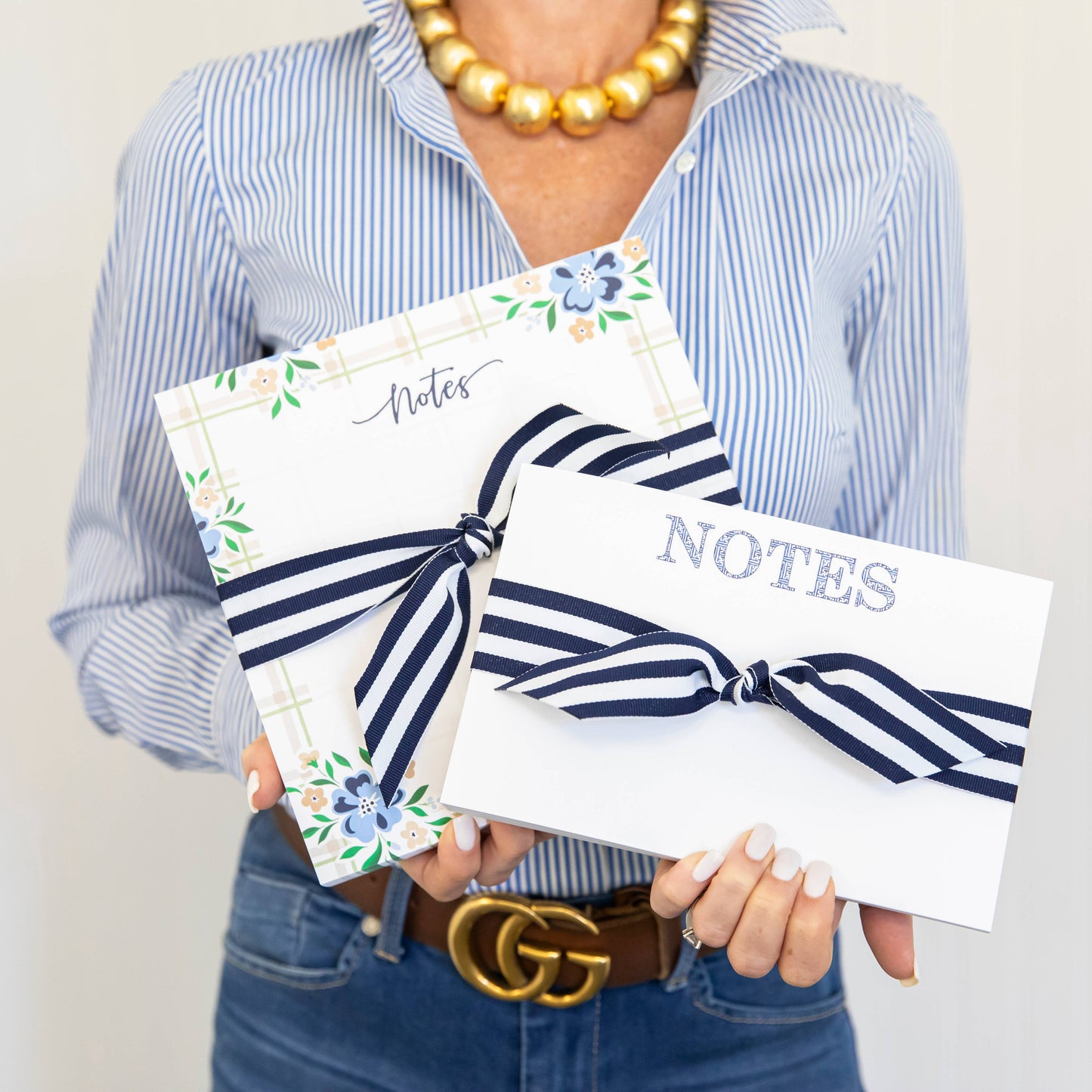 Navy Basketweave "NOTES" Slab Notepad