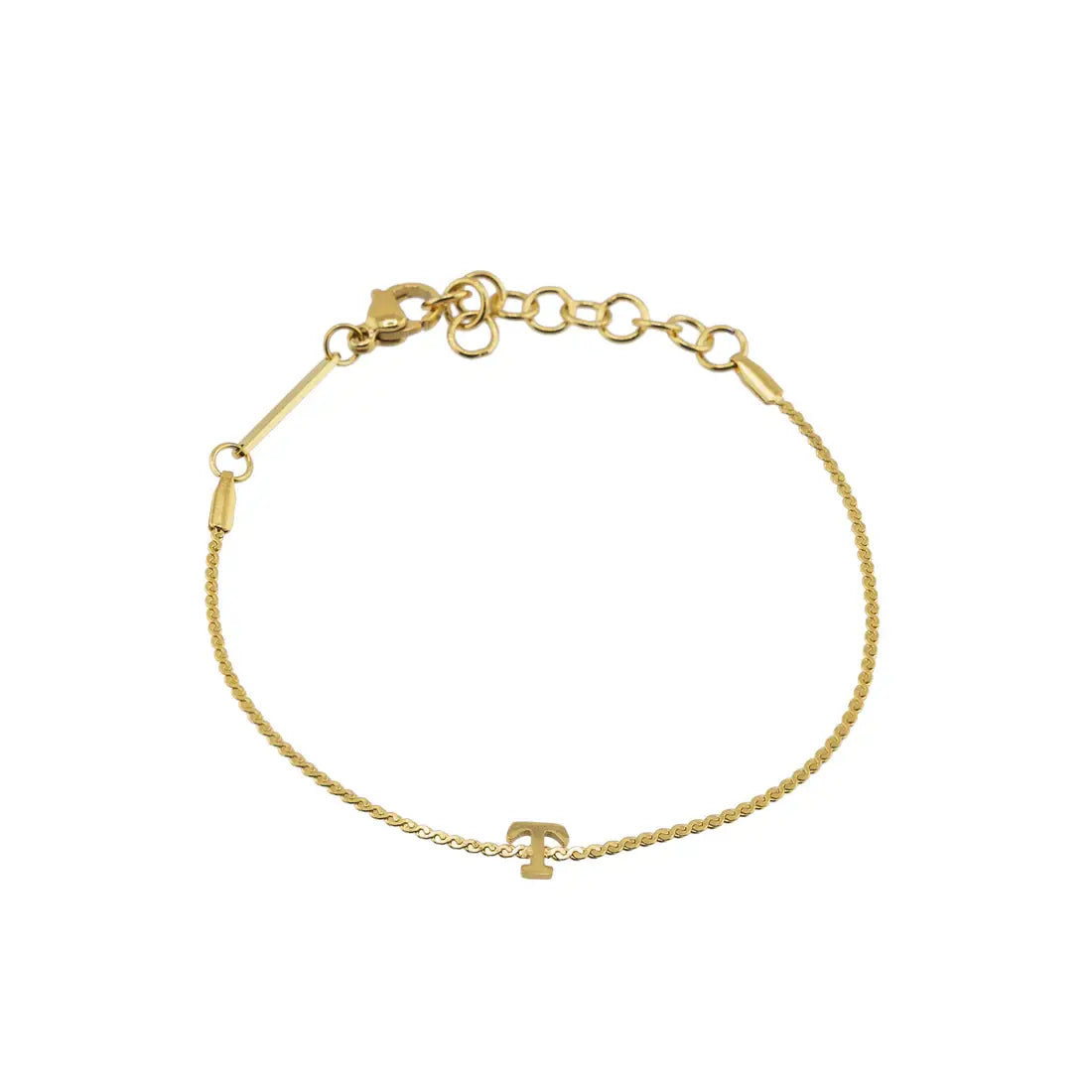 Dainty Waterproof Gold Initial Bracelet