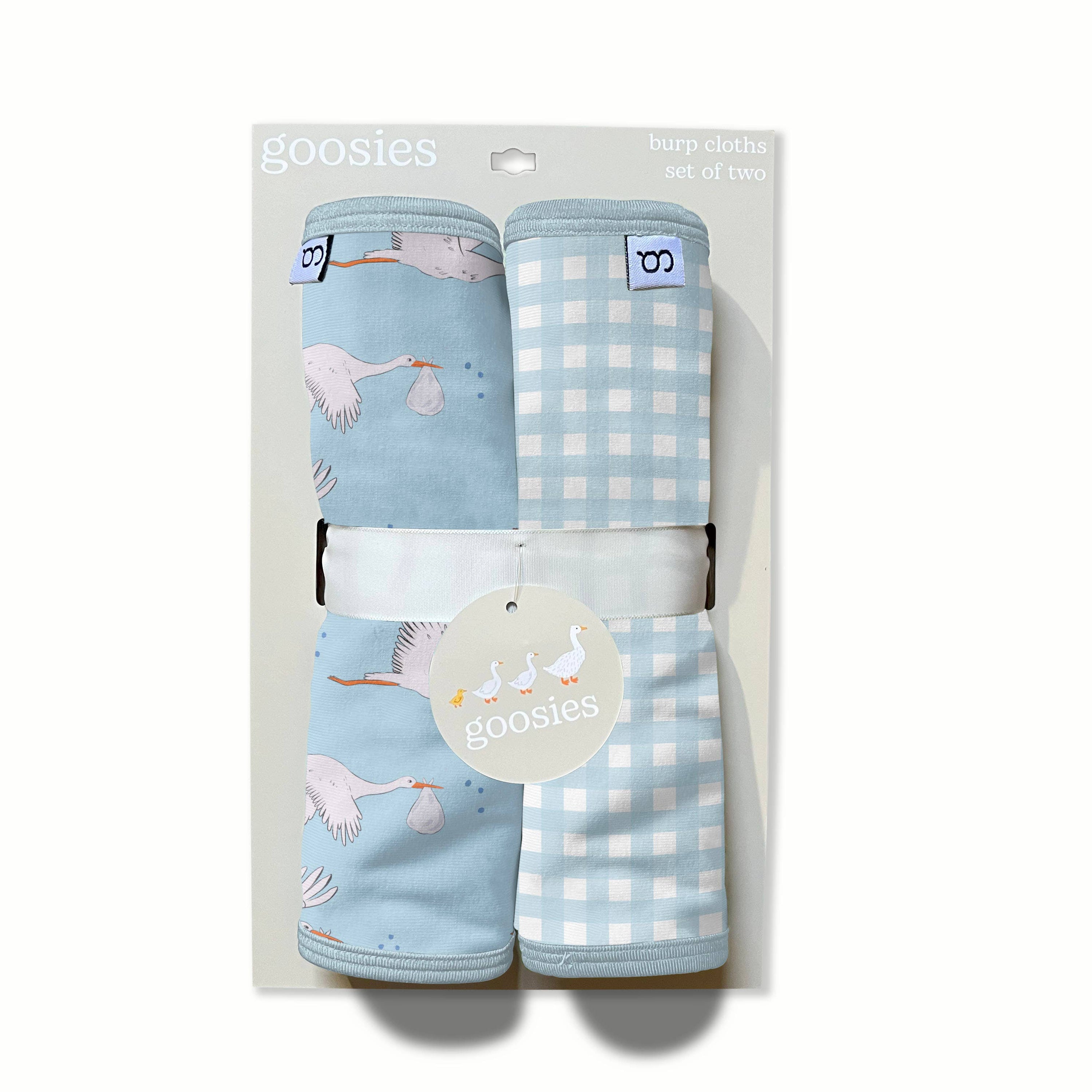 Baby Boy (Blue Storks/Gingham) Burp Cloth Set