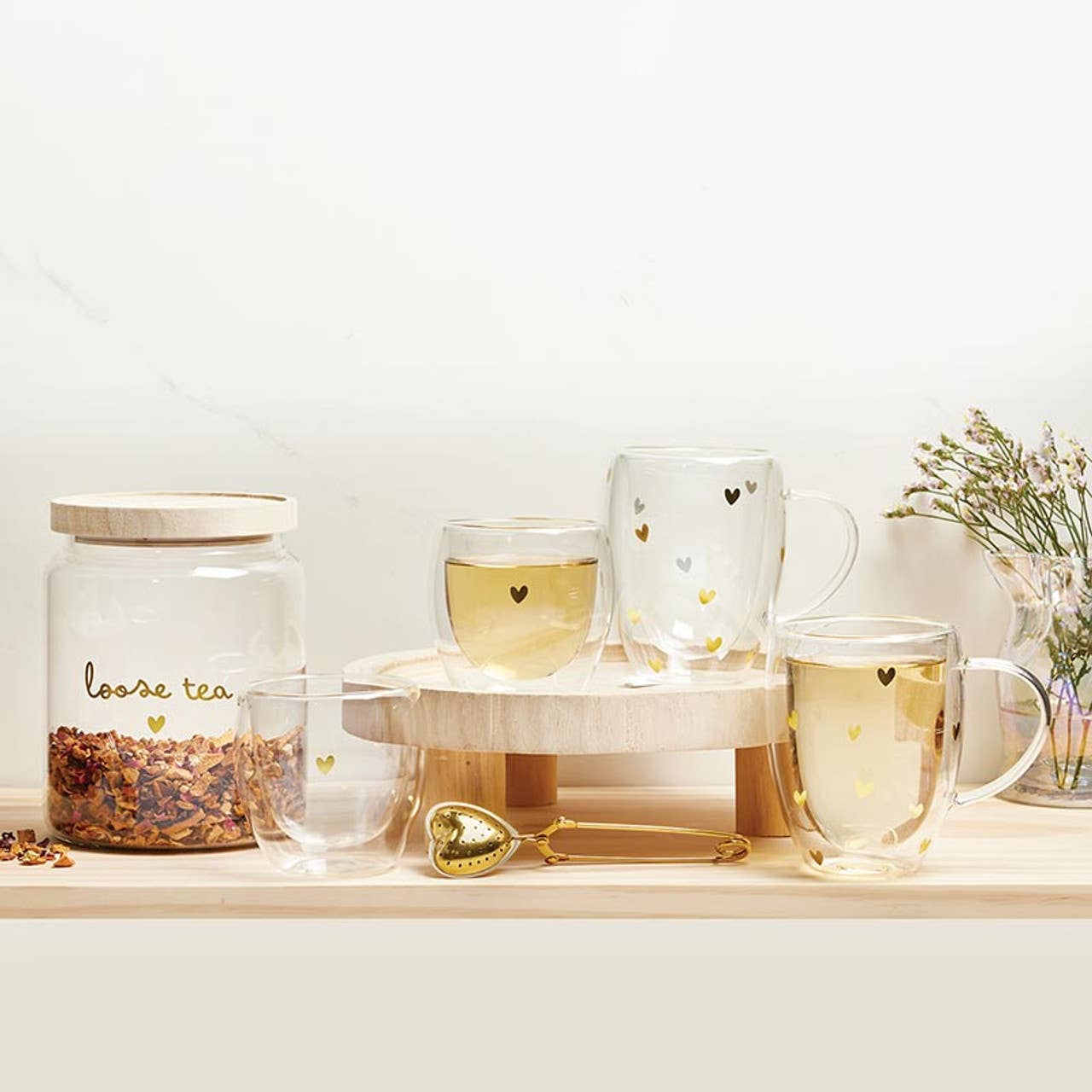 Gold Heart Tea Strainer