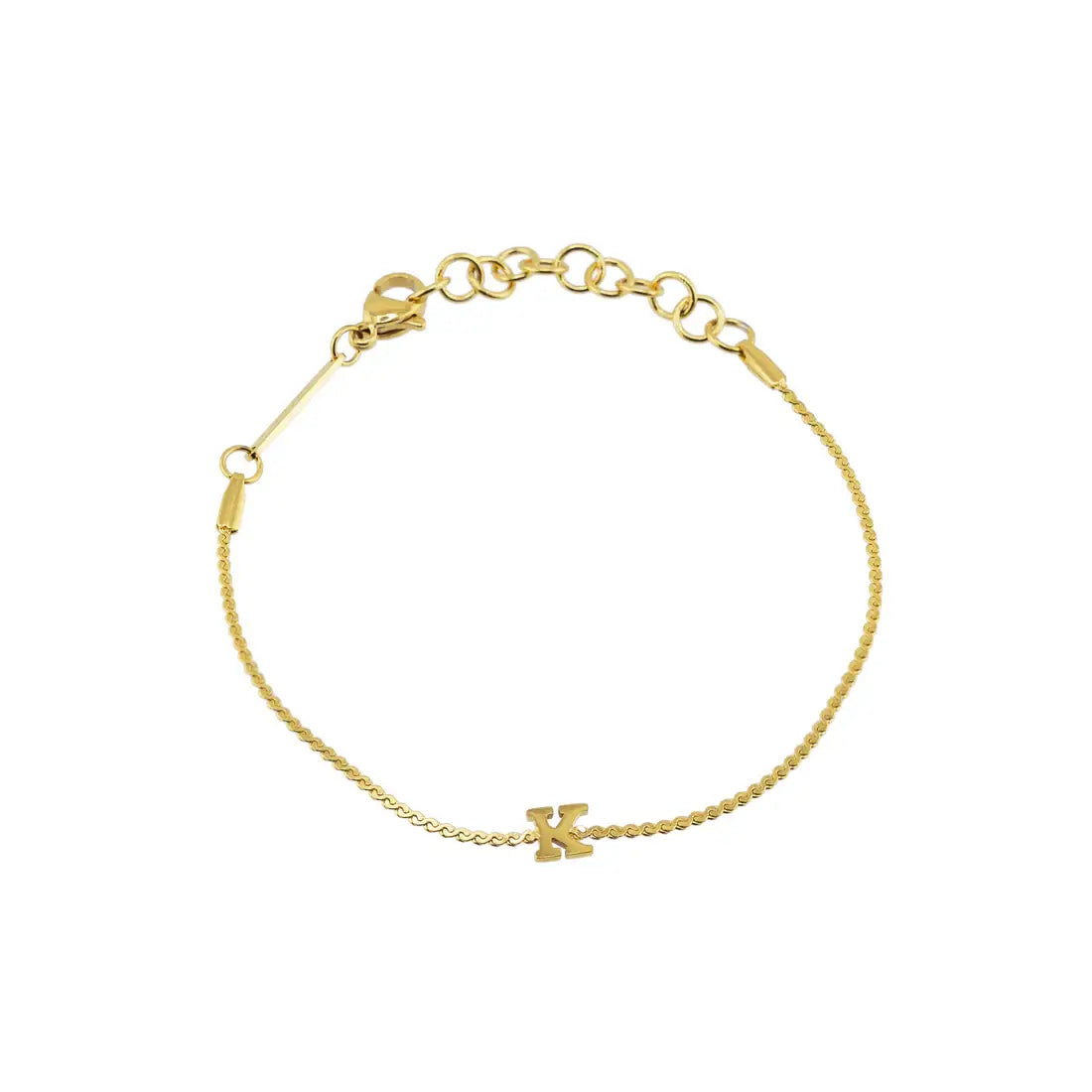 Dainty Waterproof Gold Initial Bracelet