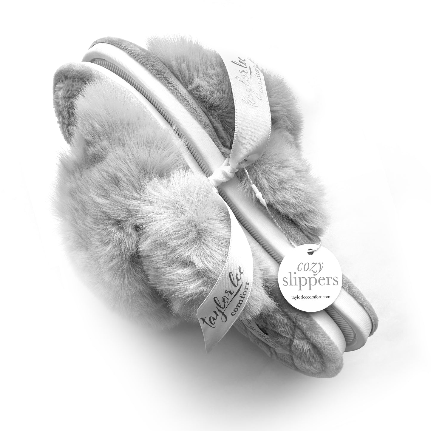 Gray Faux Fur Plush Slippers