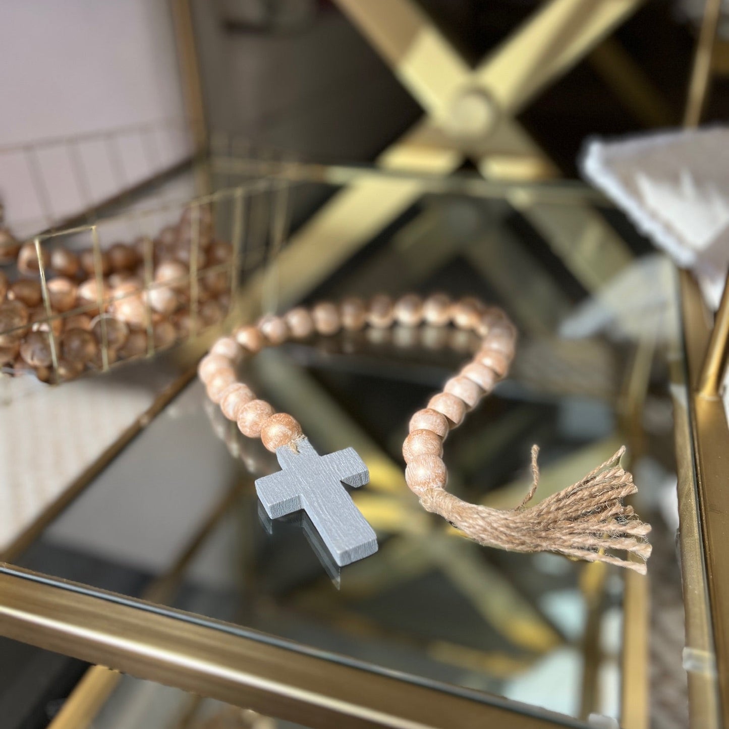 Wooden Cross Prayer Beads