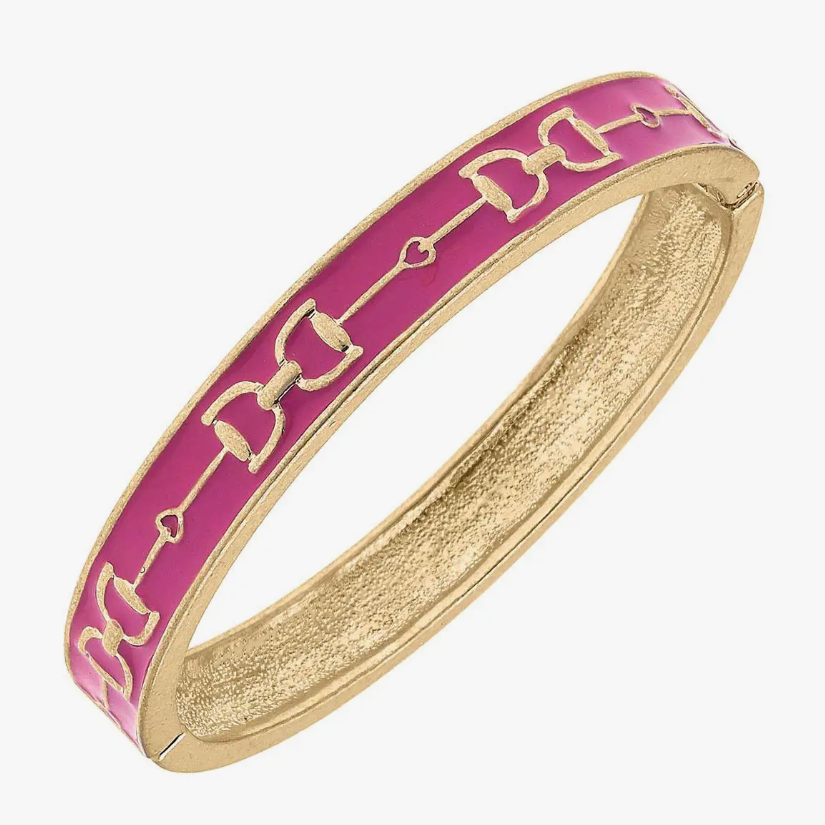 Pink Enamel Derby Day Bangle