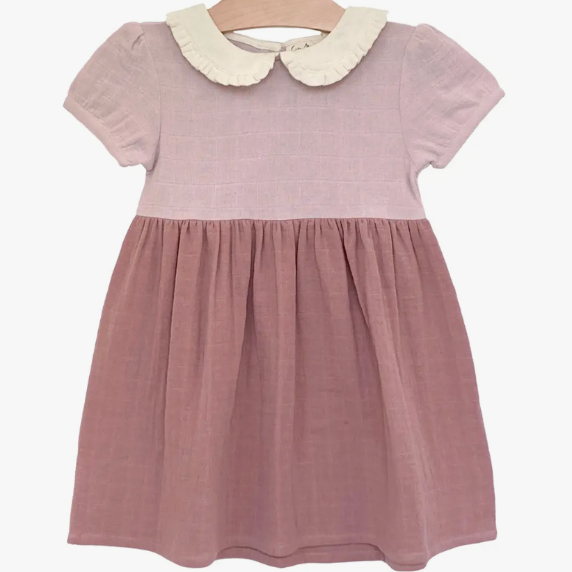 Colorblock Collar Dress Soft Rose