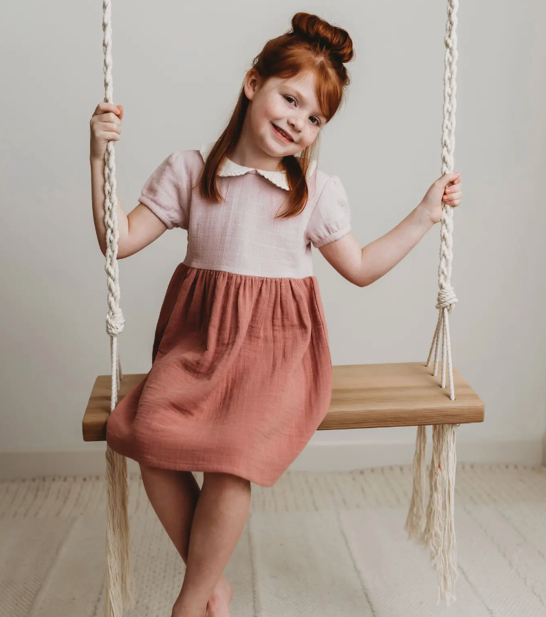 Colorblock Collar Dress Soft Rose