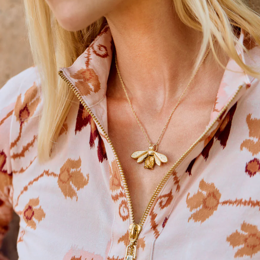 Honey Bee Slide Necklace Bronze