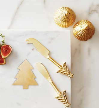 Gold Textured Tree Salt + Pepper Shakers