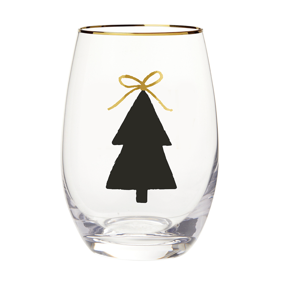 Gold Foil Stemless Wine Glass - Bow Tree