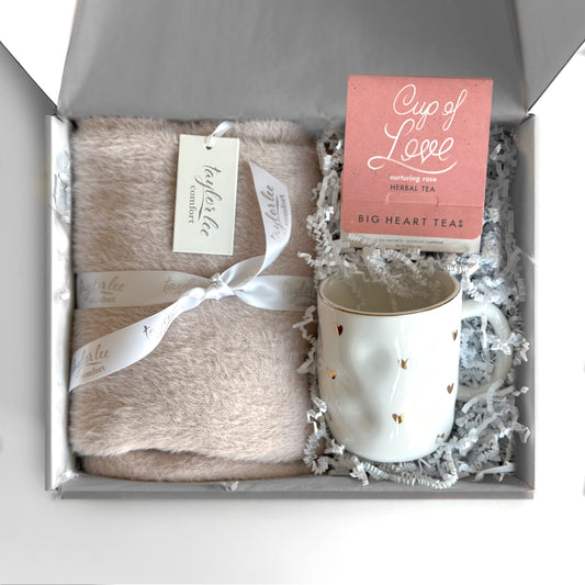 Comforting and encouraging gift box instead of traditional gift basket or flowers for unique sympathy gift