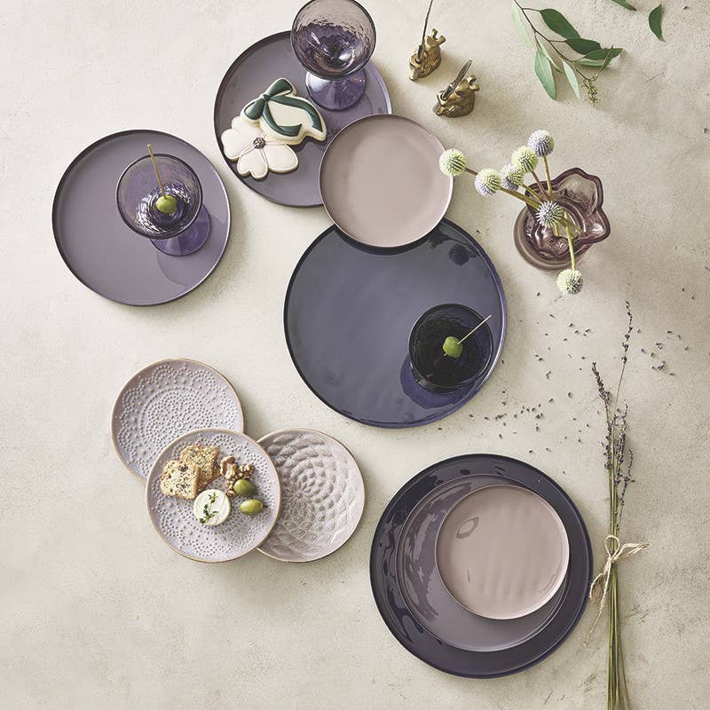 Small Round Enamel Lilac Tray