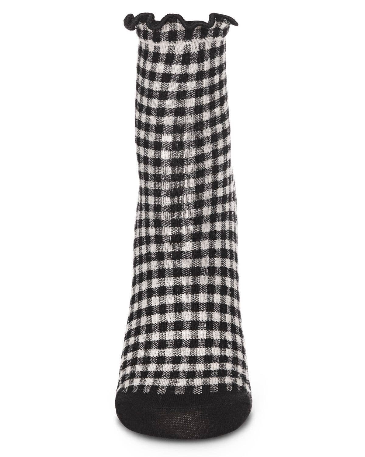 Gingham Cotton Blend Ruffle Socks