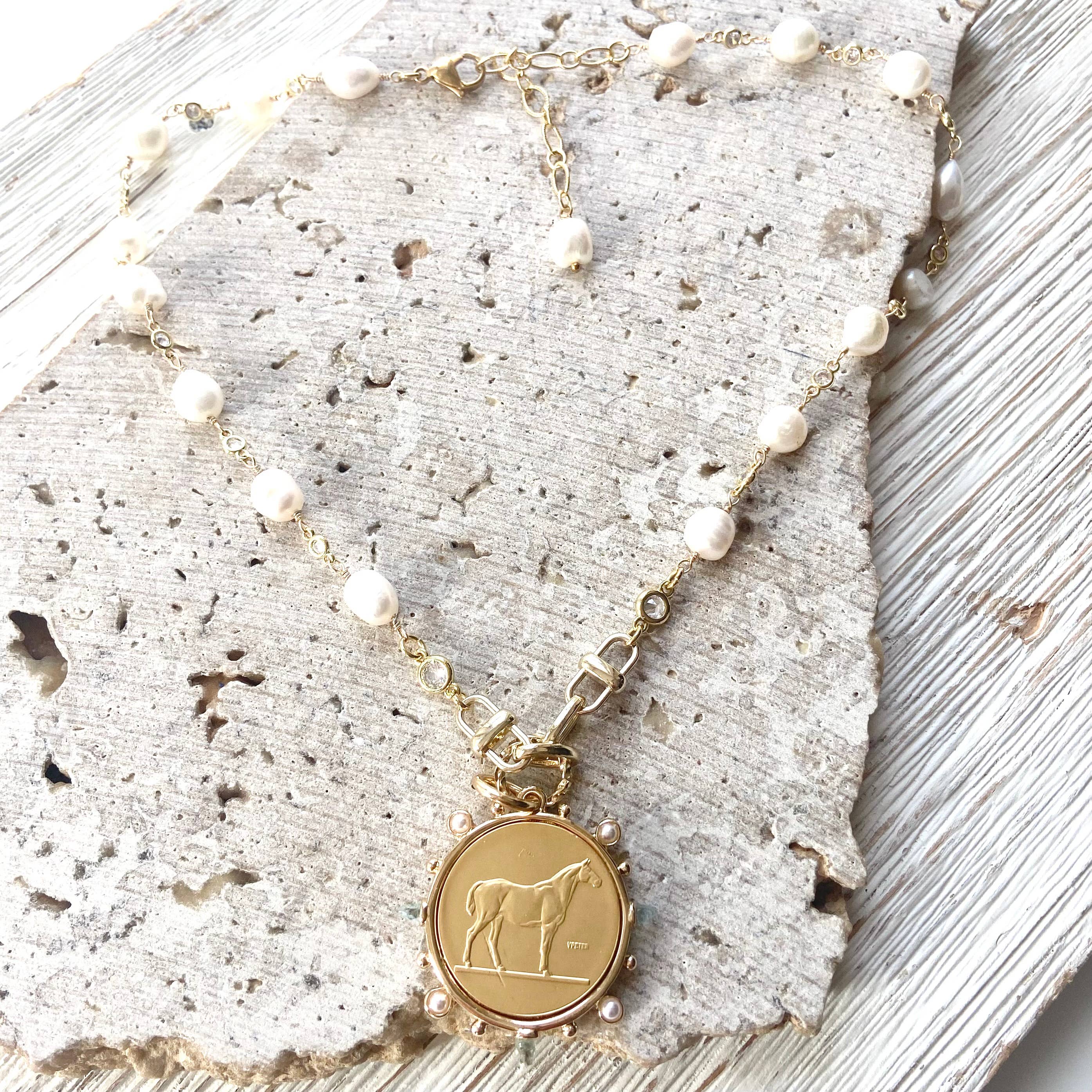 Horse Coin Equestrian Derby Necklace