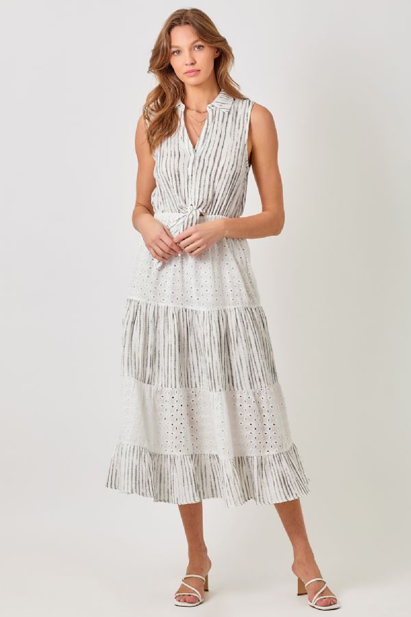 Cool Cotton Tie Front Long Dress