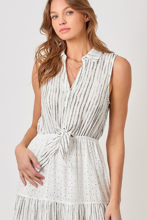 Cool Cotton Tie Front Long Dress