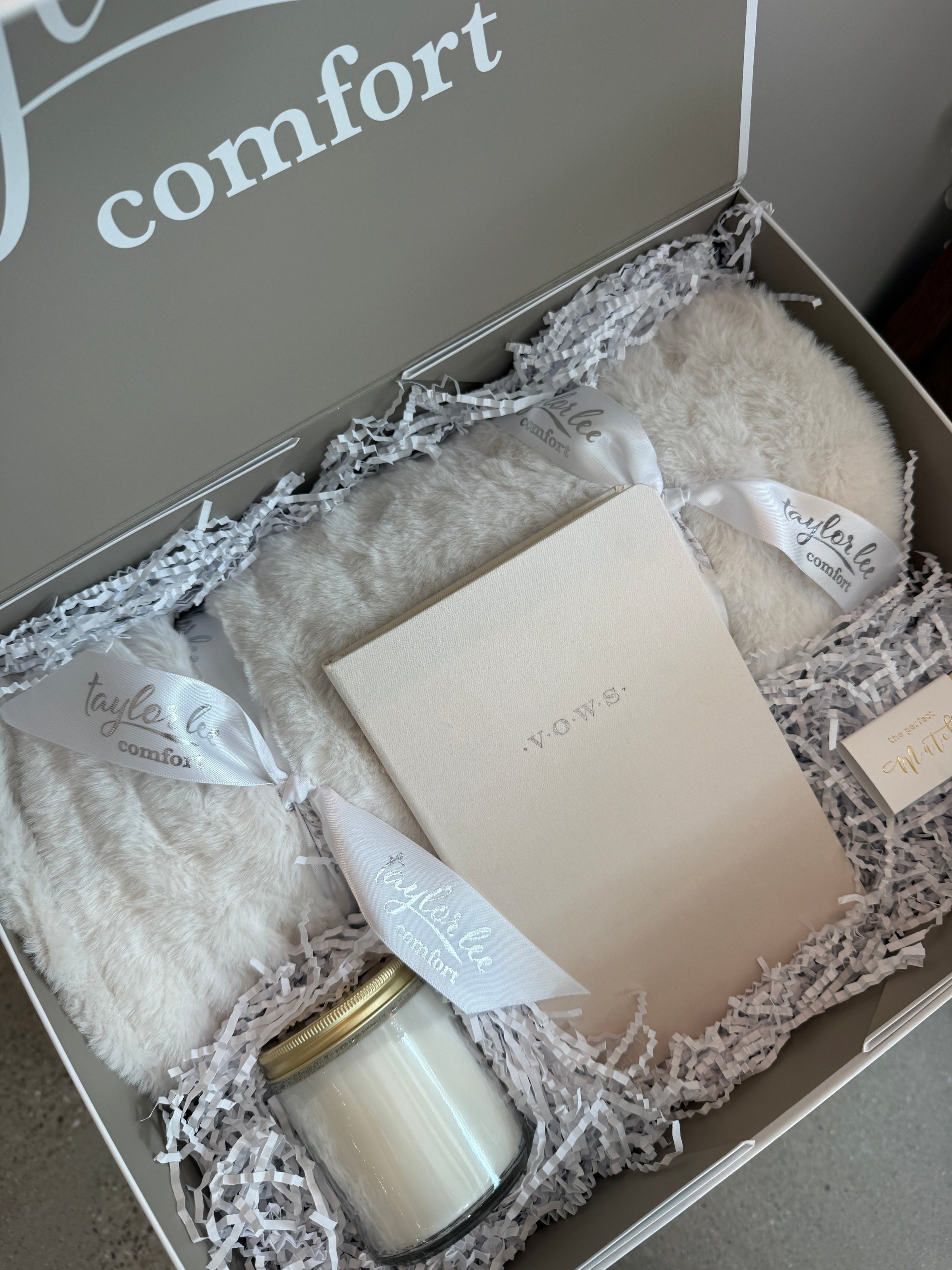 Taylor Lee Comfort wedding or anniversary gift set in an open gift box