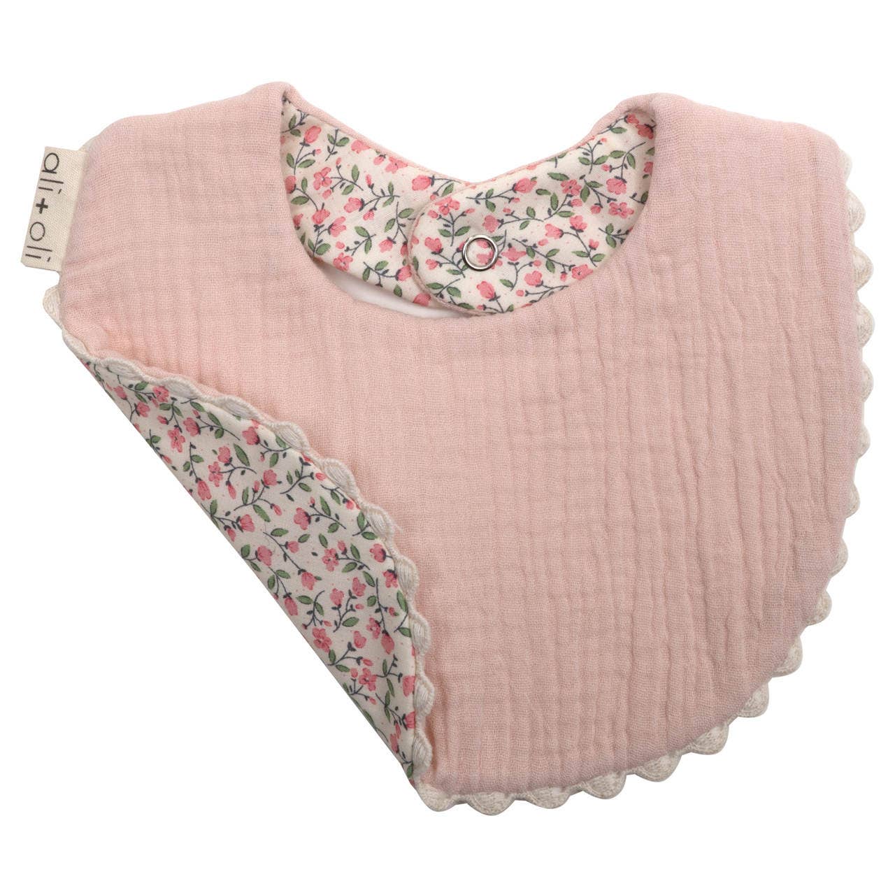 Pink Cotton Baby Bib Double Sided