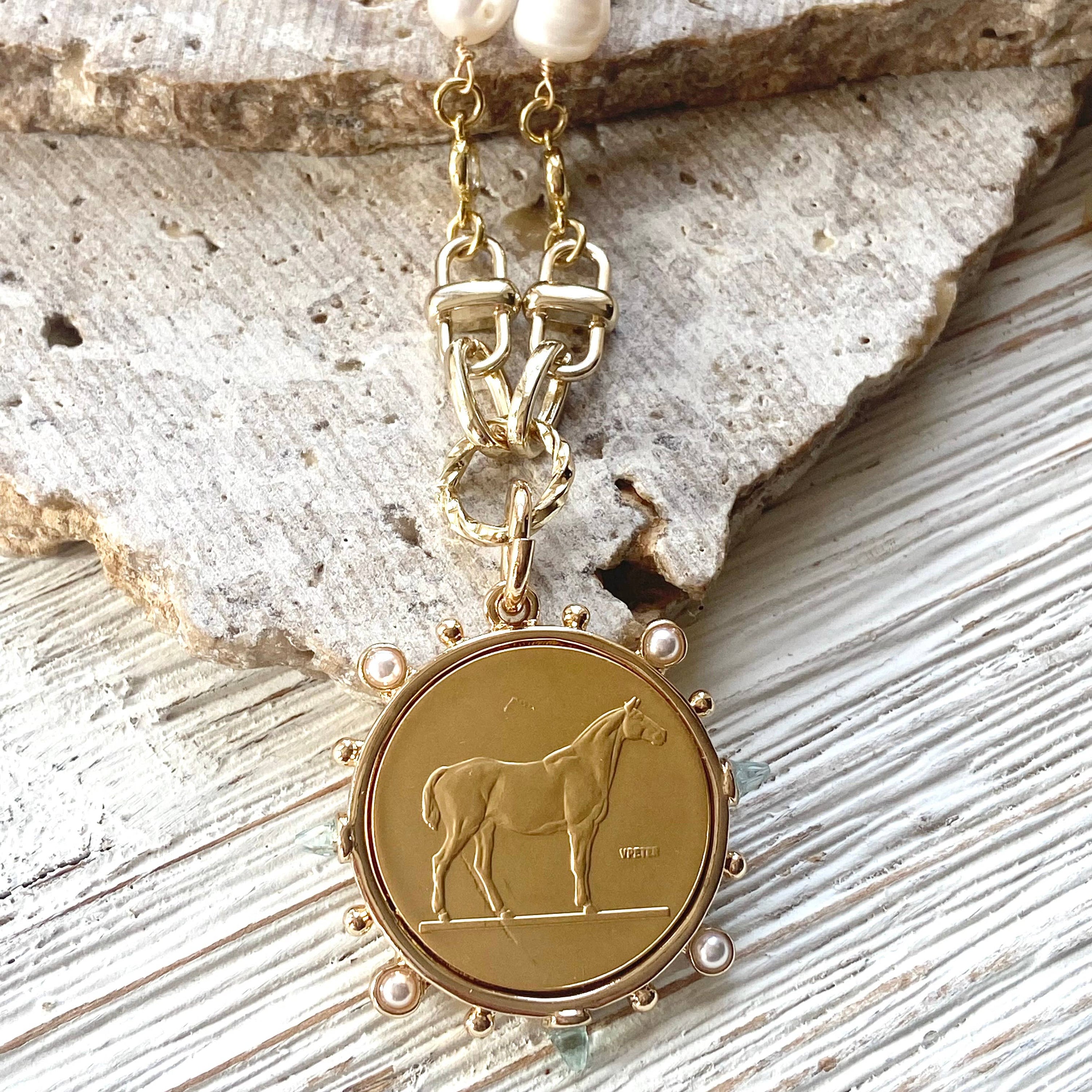 Horse Coin Equestrian Derby Necklace
