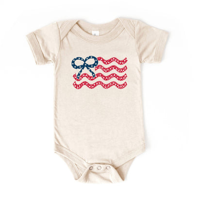 Bow Flag Patriotic Baby Baby Bodysuit
