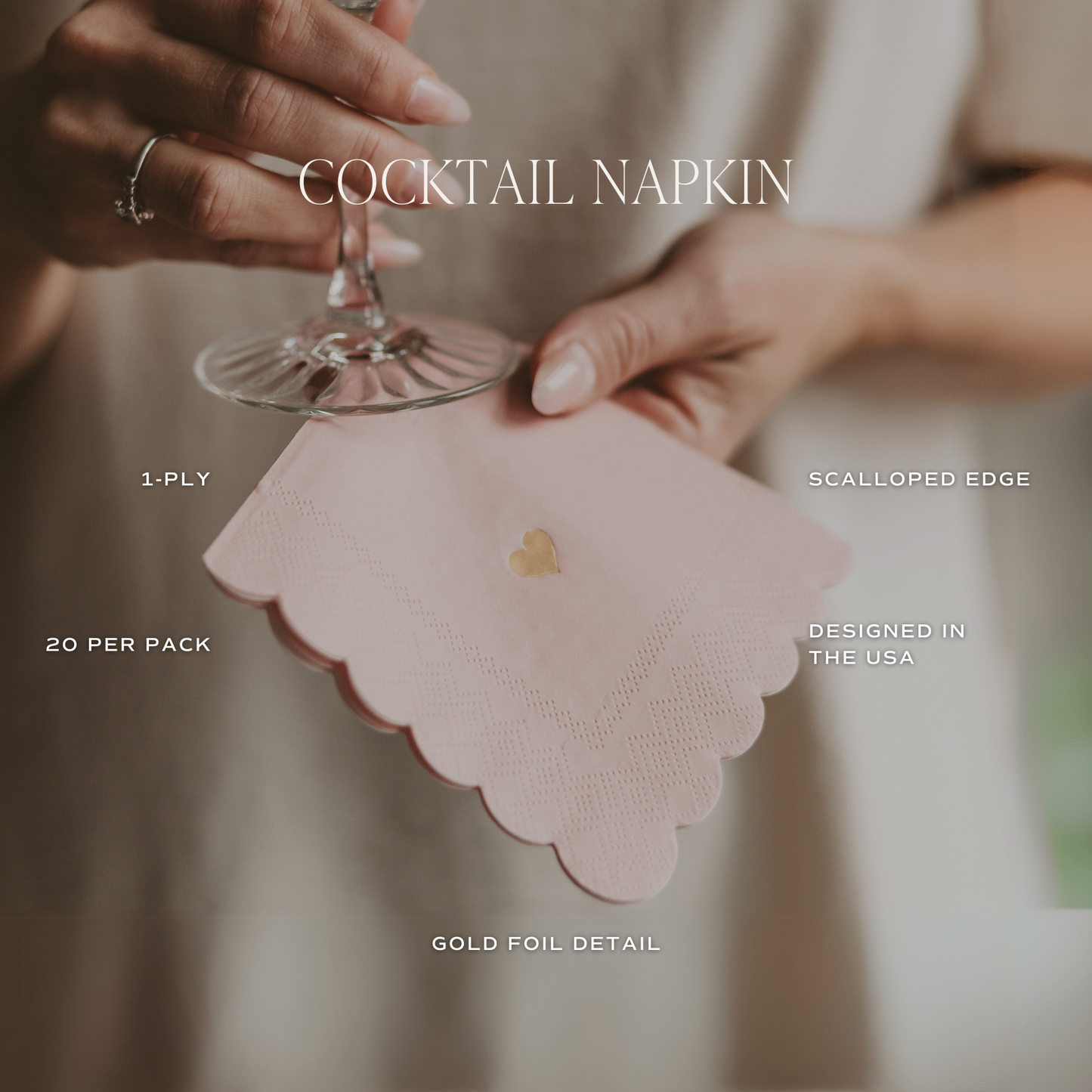 Pink Heart Cocktail Napkins