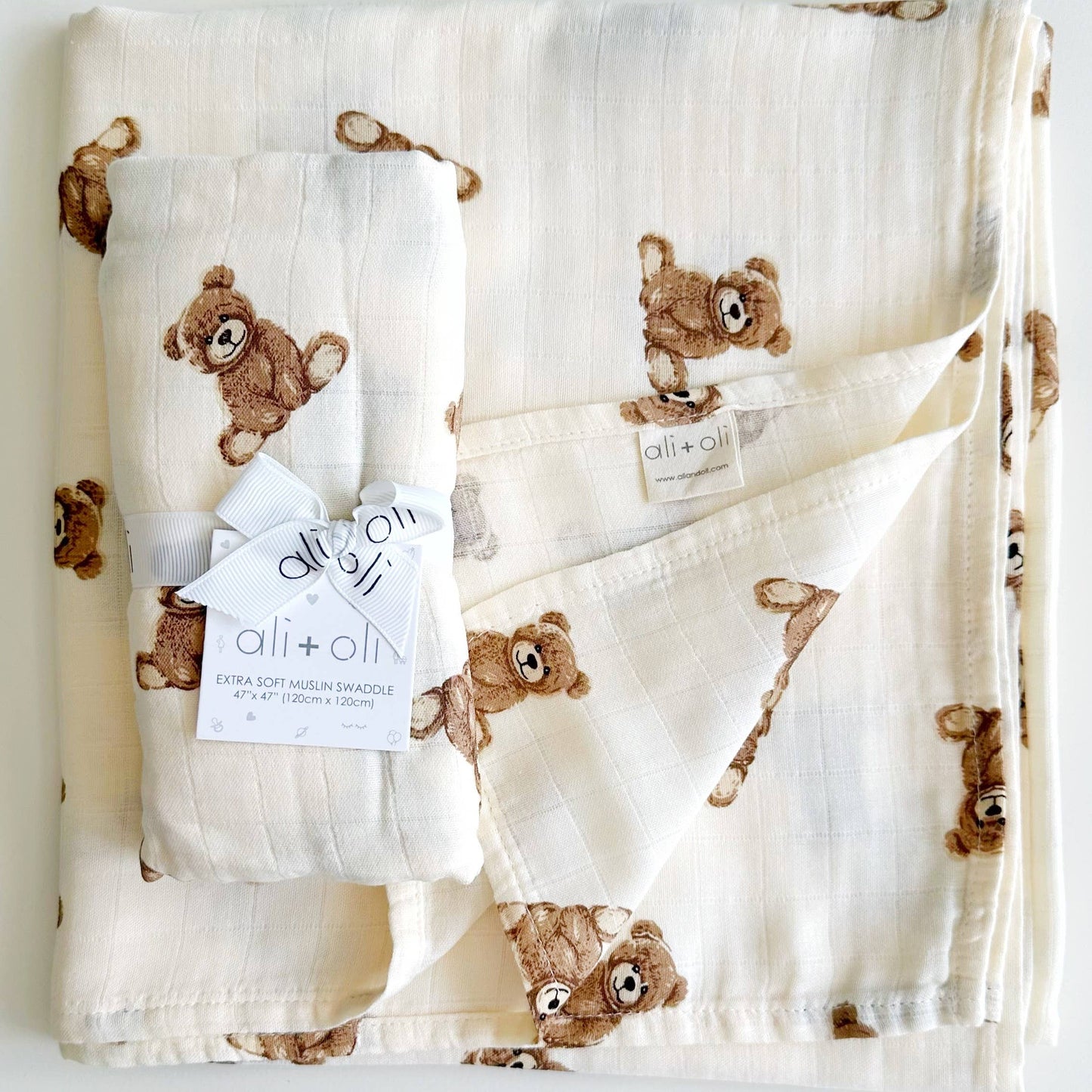 Teddy Bear Bamboo Baby Blanket