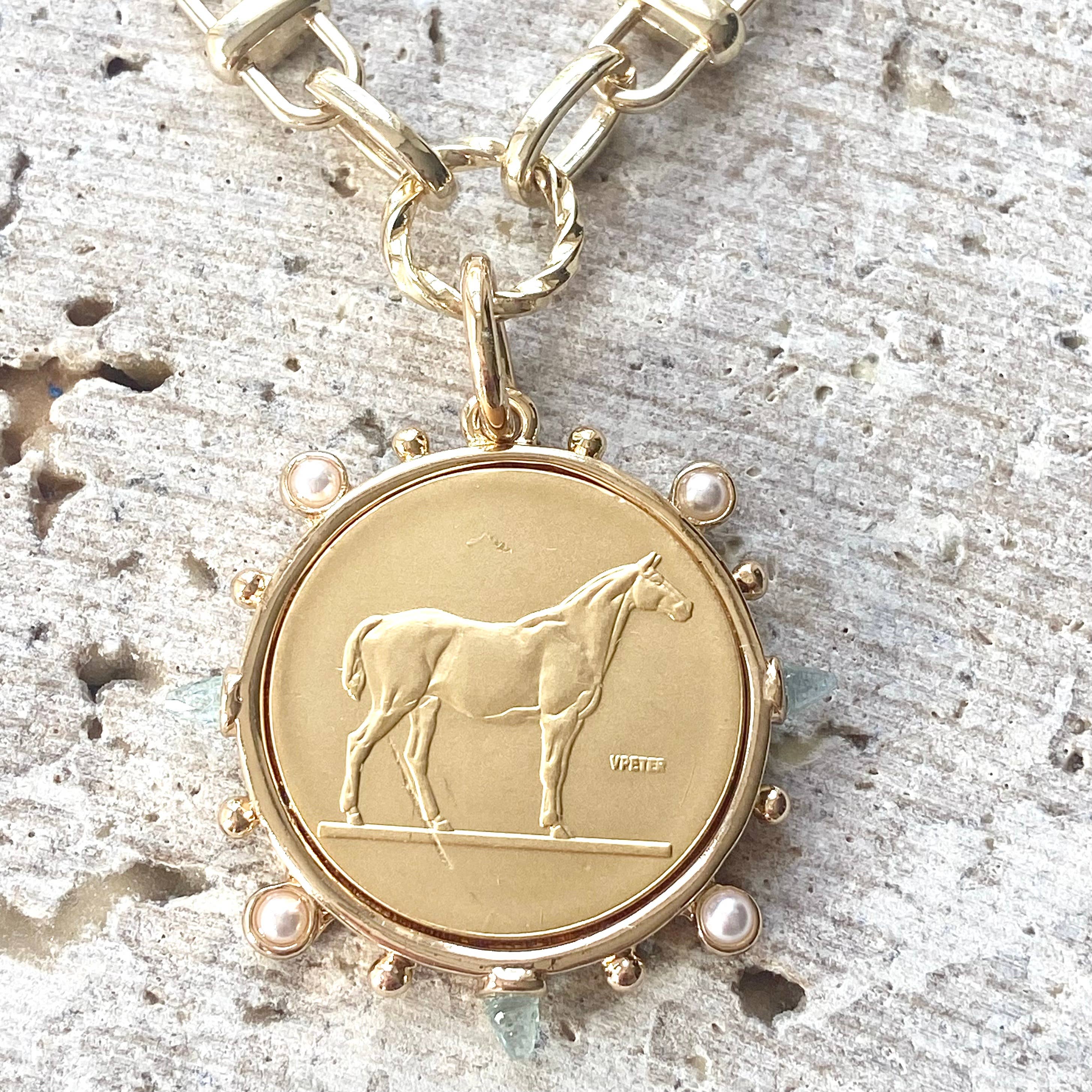 Horse Coin Equestrian Derby Necklace