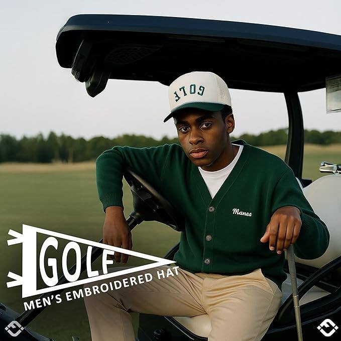 Laser Cut Golf Rope Cap Green/Beige