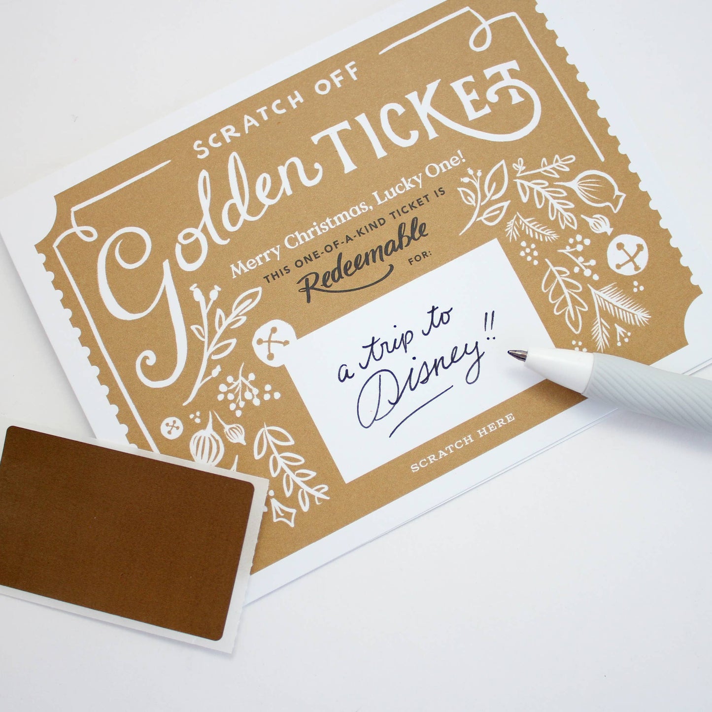 Customizable Scratch-off Christmas Golden Ticket