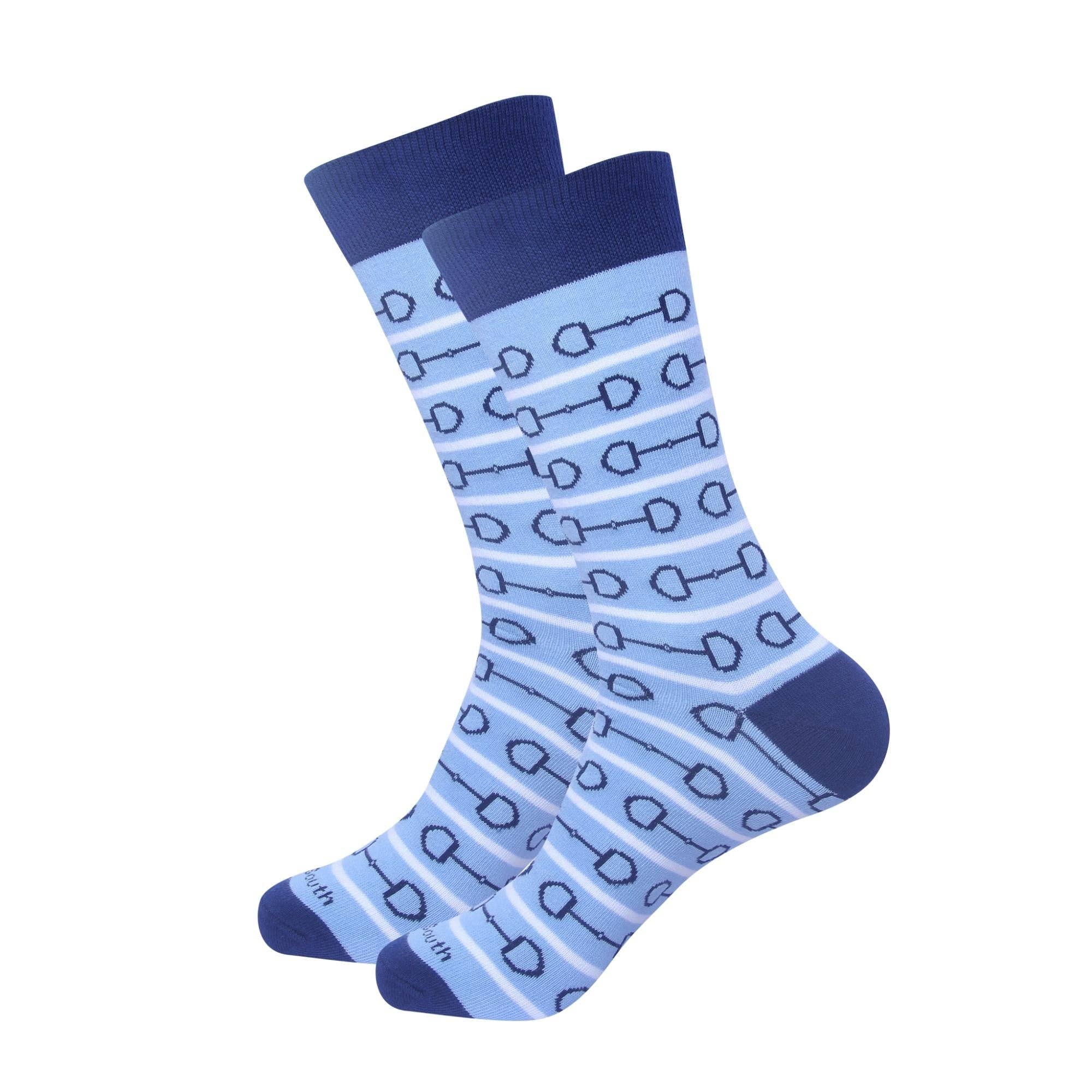Blue Horse Bit Mens Socks