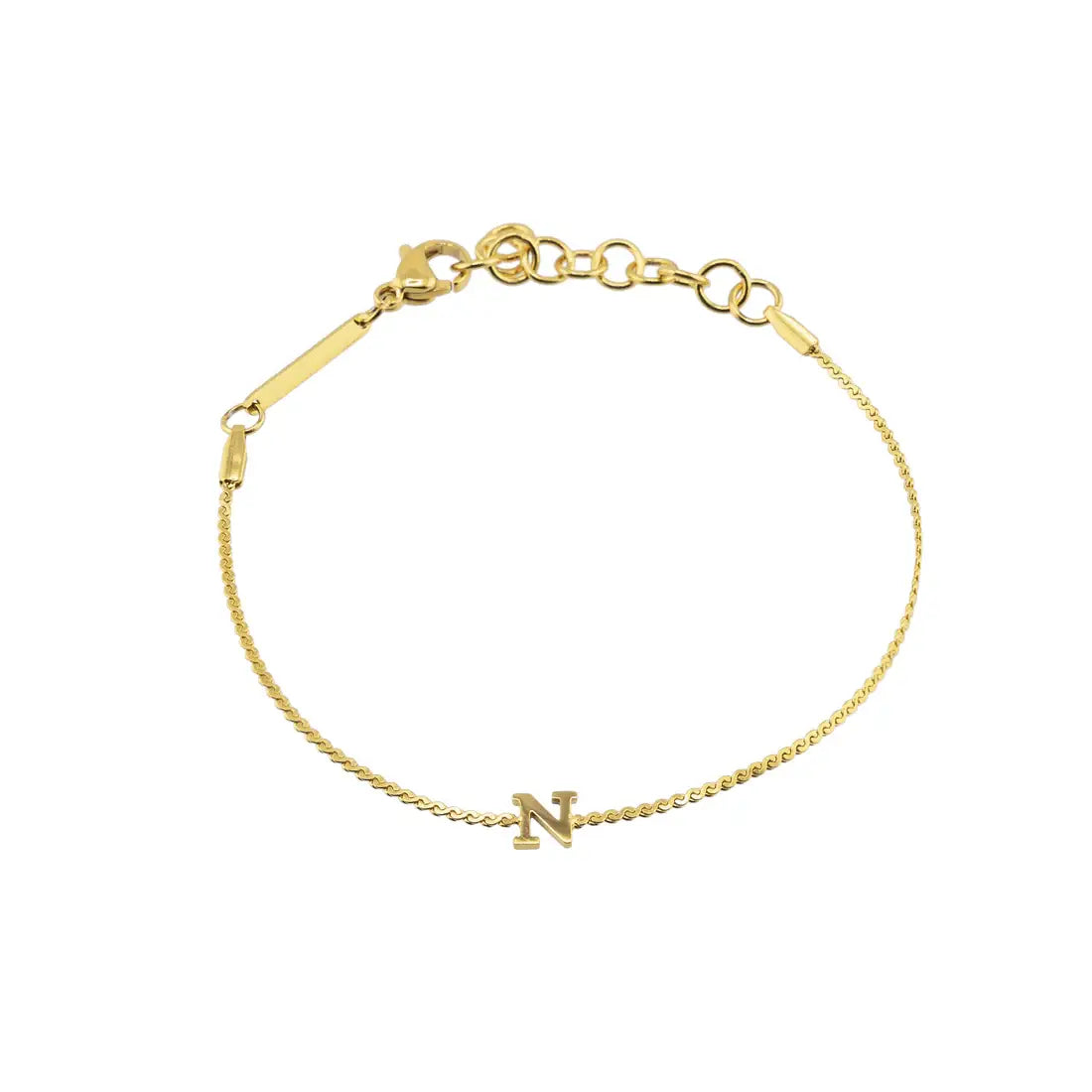 Dainty Waterproof Gold Initial Bracelet