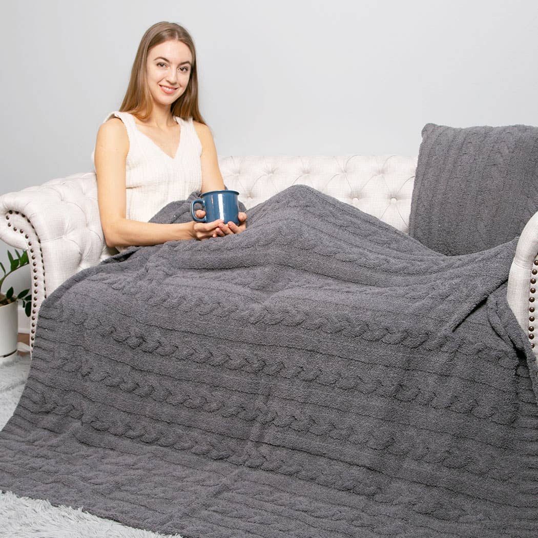 Luxury Cable Knit Soft Throw Blanket