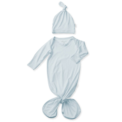 Bamboo Baby Blue Knotted Gown &amp; Beanie