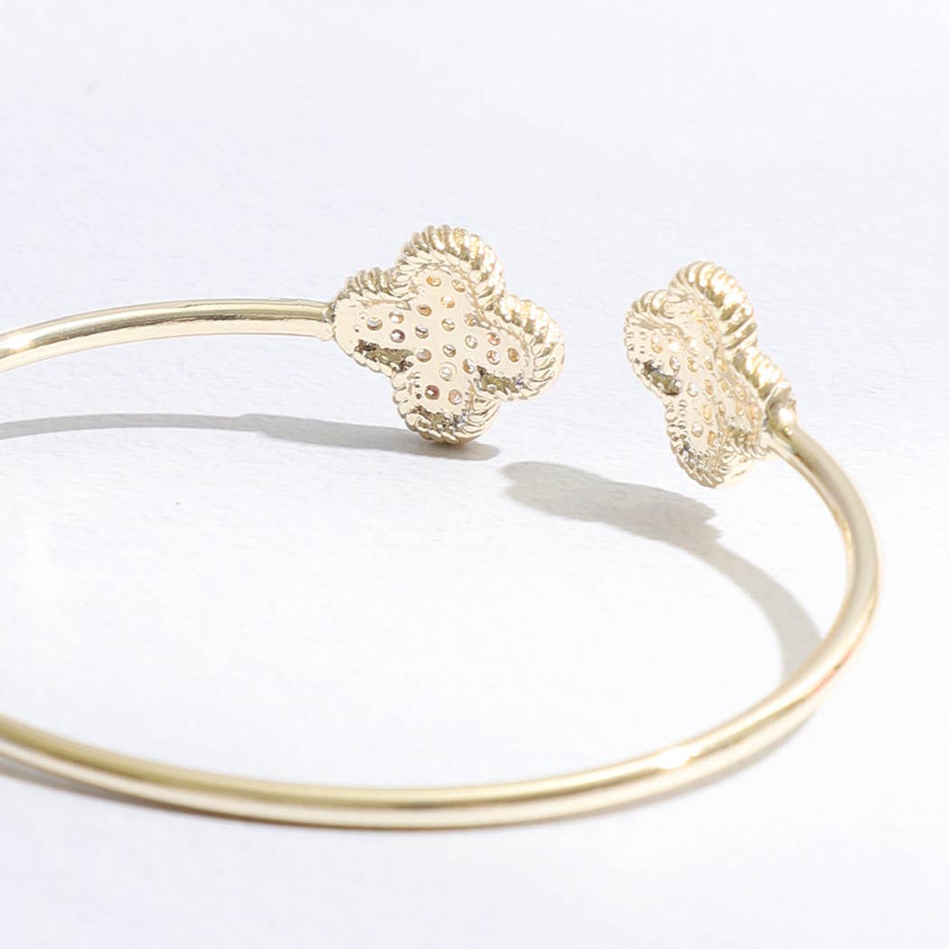 Thin Gold Clover Bracelet