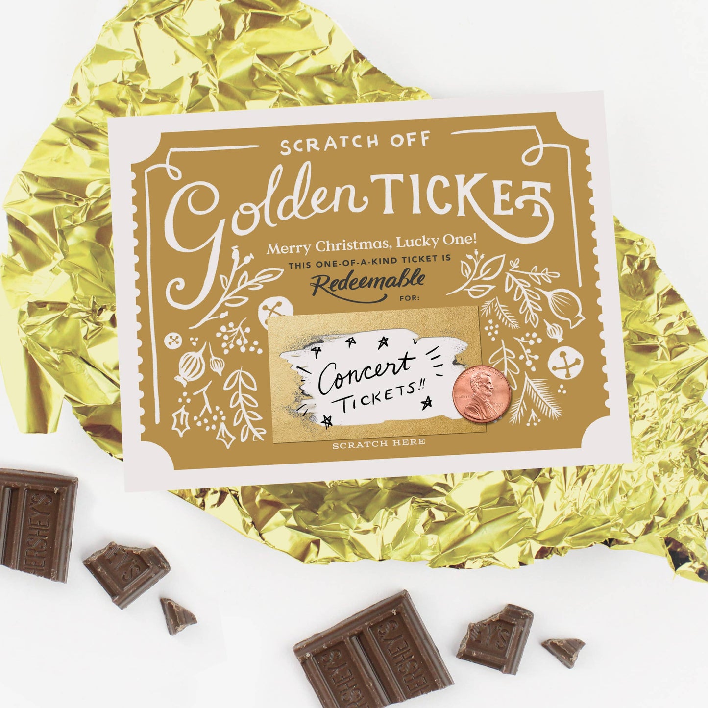 Customizable Scratch-off Christmas Golden Ticket