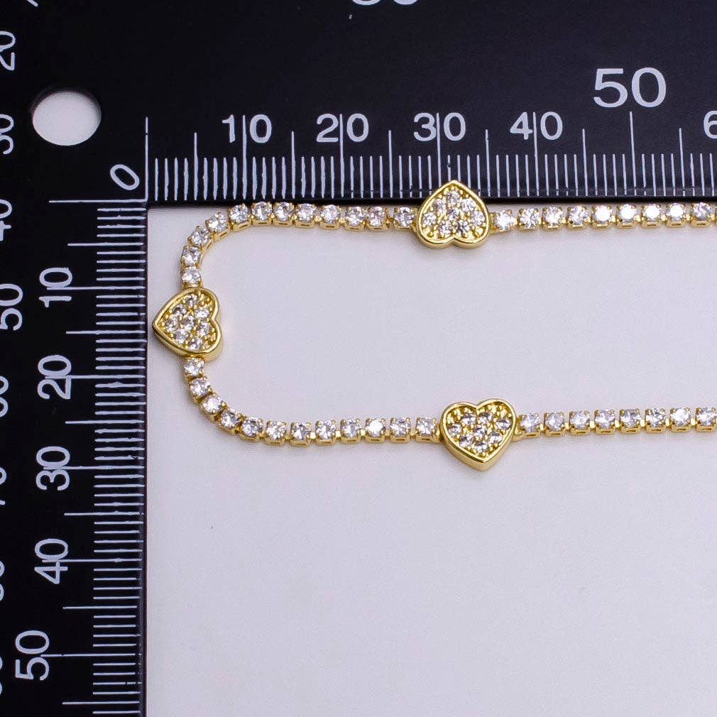 Triple Heart Tennis Bracelet