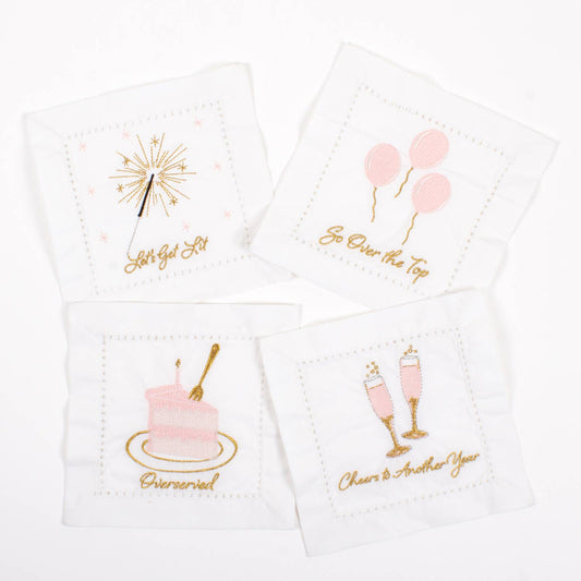 Birthday Girl Embroidered Cocktail Napkin Set