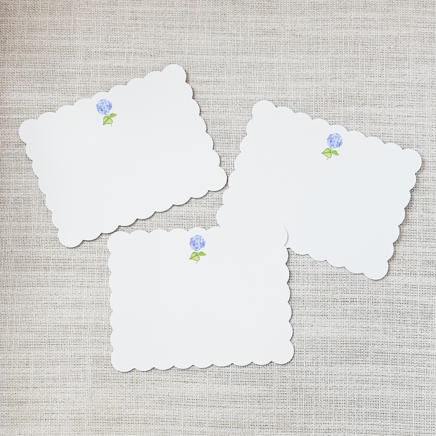 Blue Hydrangea Scallop Notecard Set