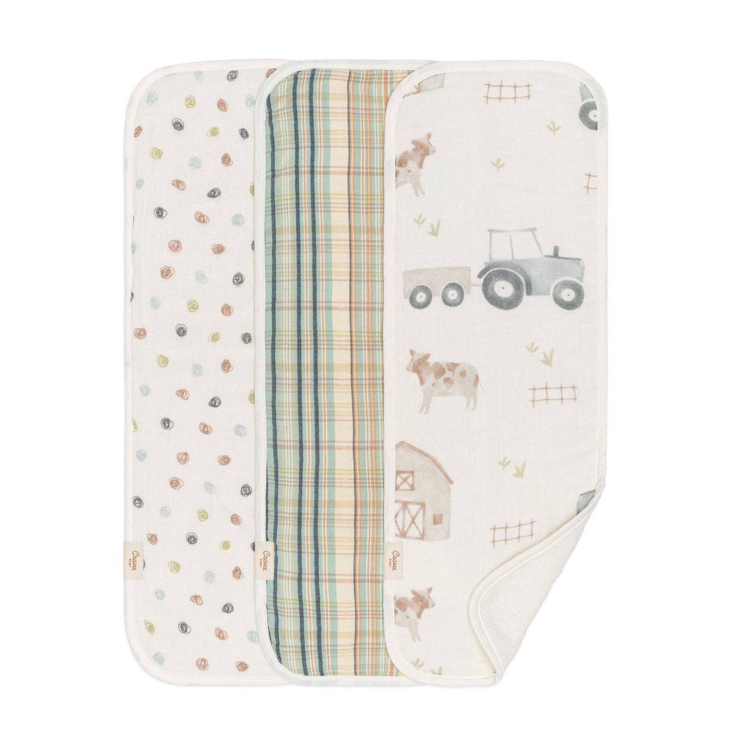 Farmhouse Tractor Burp Cloth Set (3 Pc Set)