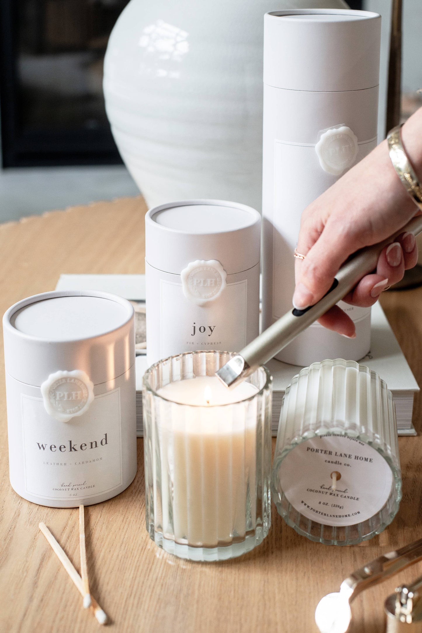 Weekend | Leather + Cardamom Fluted Coconut Wax Candle