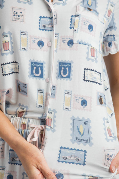 Kentucky Stamps Ruffle Shorts Pajama Set