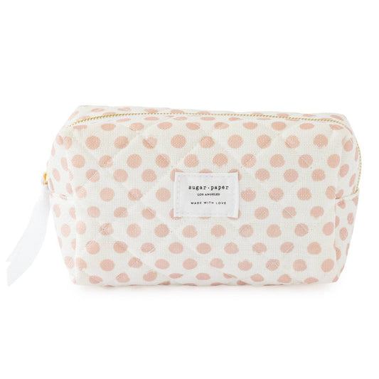 Small Cosmetic Pouch, Rose Polka Dot