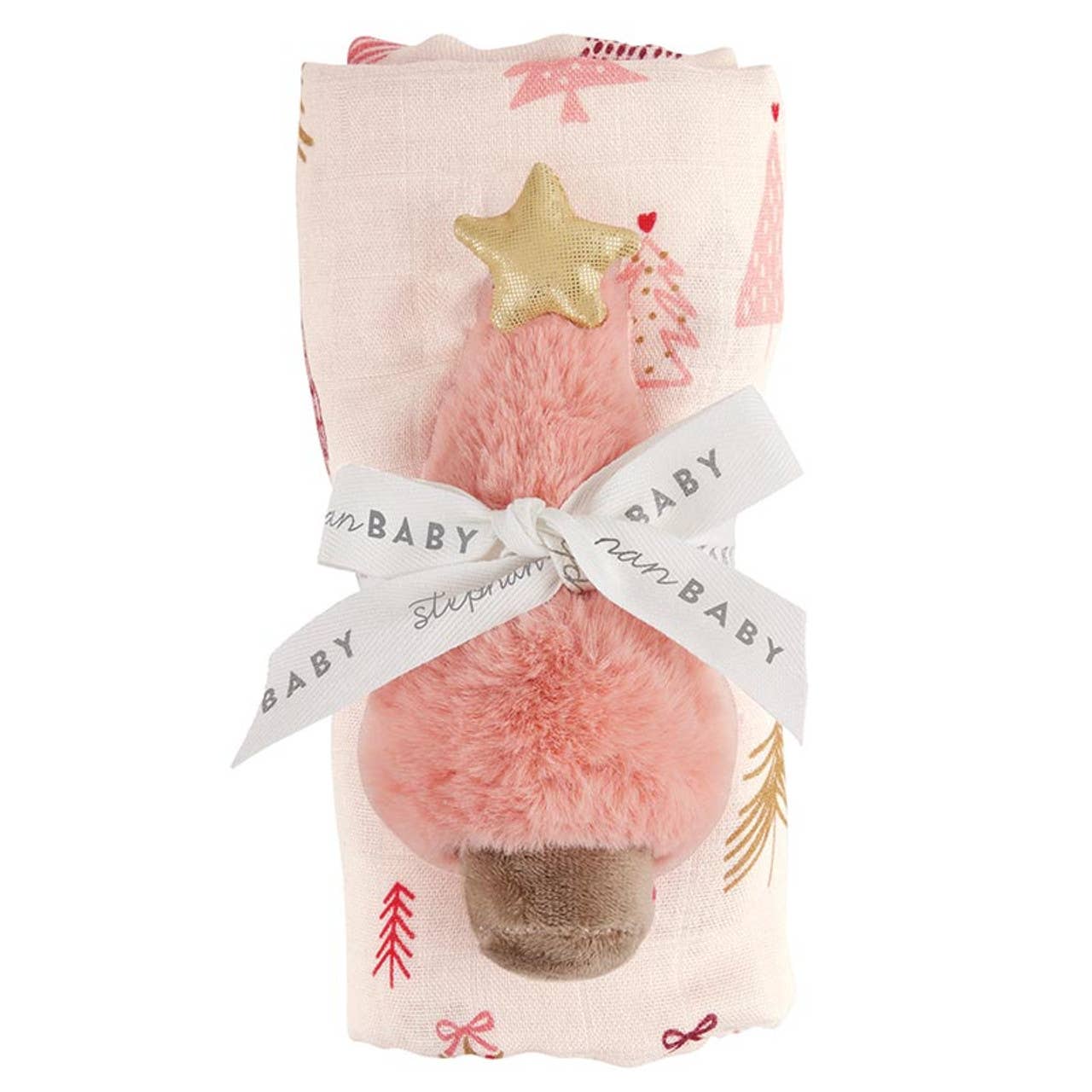 Swaddle Blanket & Plush Tree Rattle