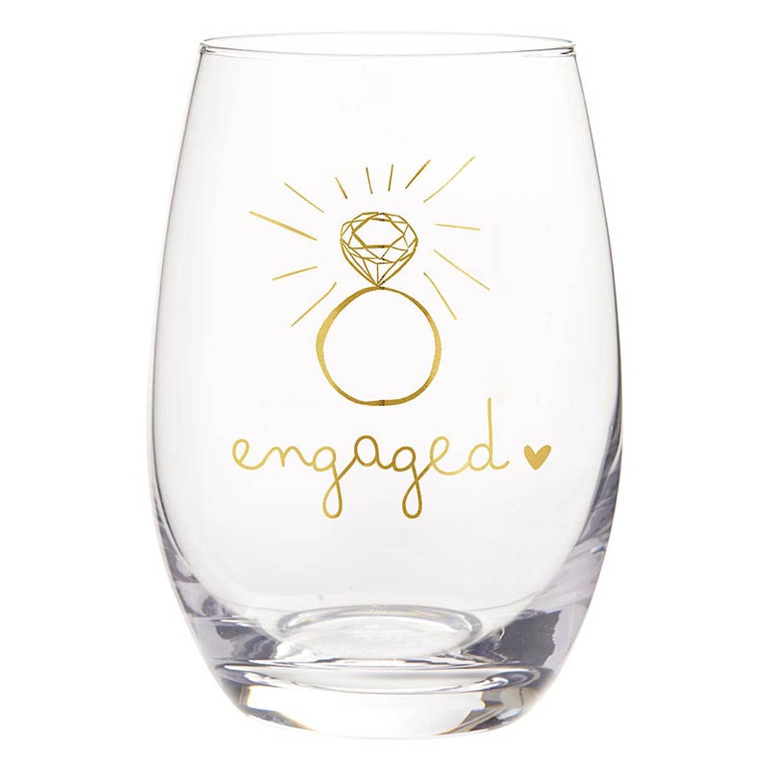 Engaged Gold Foil Stemless Wine Glass