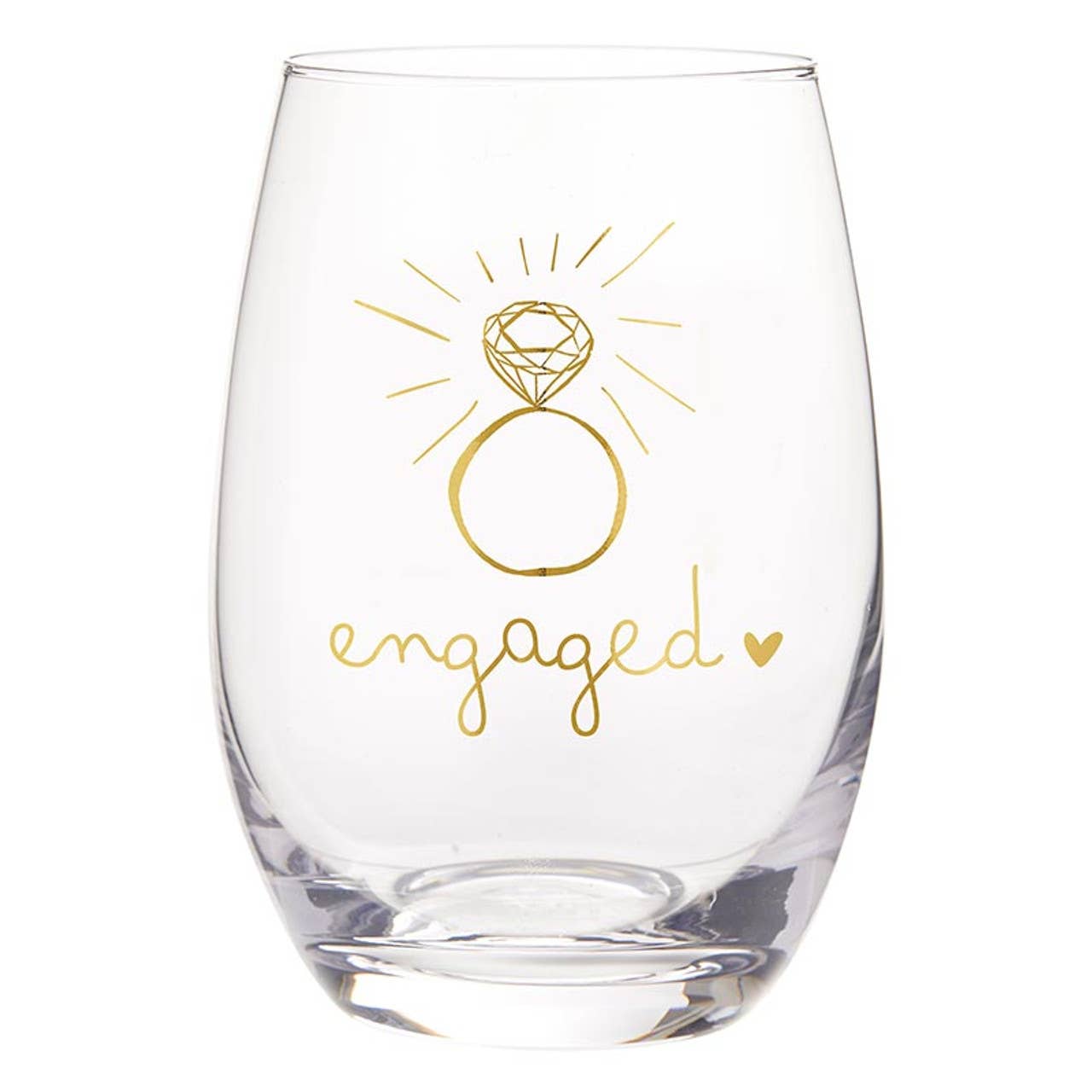 Engaged Gold Foil Stemless Wine Glass